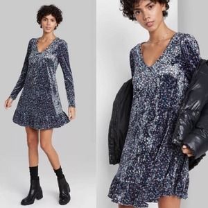 Wild Fable Floral Crushed Velvet Party Dress